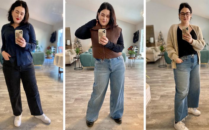 3 Winter Outfits, Ft. The Finest Curvy Broad-Leg Denims